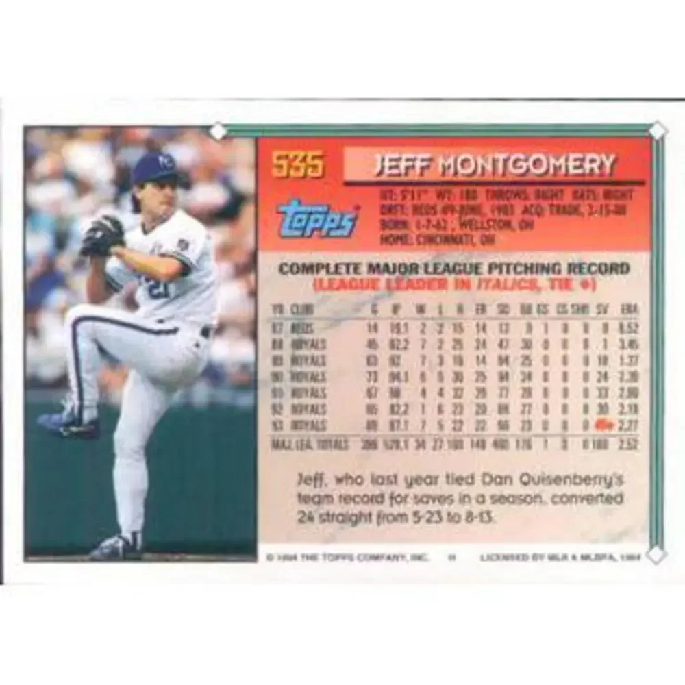 1994 Topps Jeff Montgomery # 535 Kansas City Royals